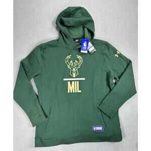 NWT Men's XL Threadborne Under Armour‎ Milwaukee Bucks green logo hoodie